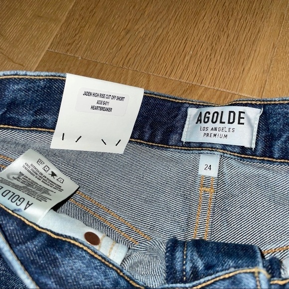 NWT AGOLDE JADEN HIGH RISE CUT  OFF DENIM SHORTS - 24 - Picture 12 of 14